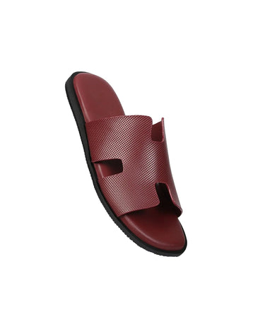 Wesley Men's H Dotted Style Leather Slipper-4