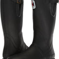 Men's Expandable Calf Rubber Boot Black Leather Boots-4
