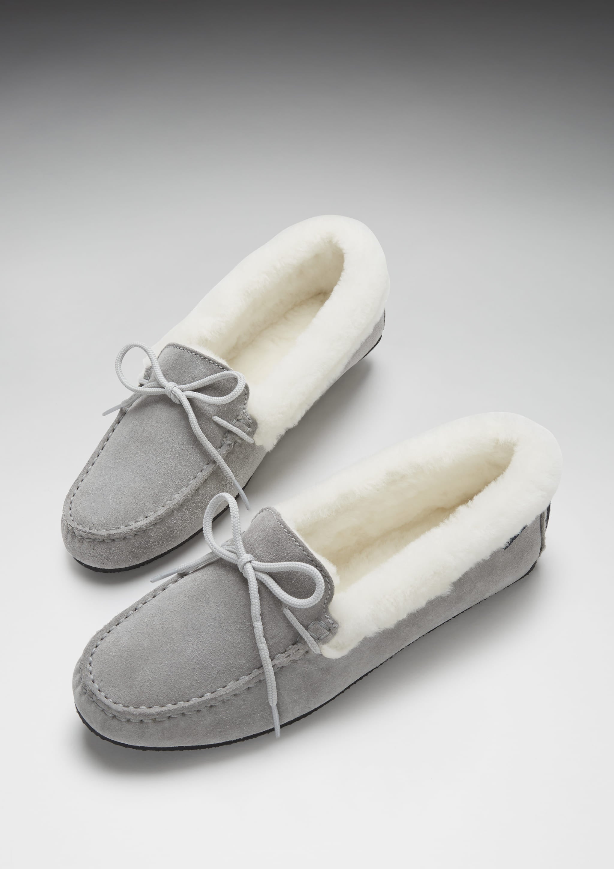 Women's slippers, sheepskin, dove grey suede-1
