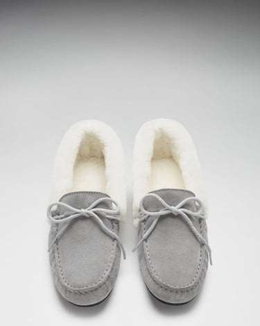 Women's slippers, sheepskin, dove grey suede-2