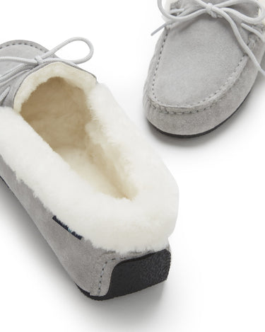 Women's slippers, sheepskin, dove grey suede-3