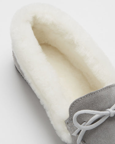 Women's slippers, sheepskin, dove grey suede-4