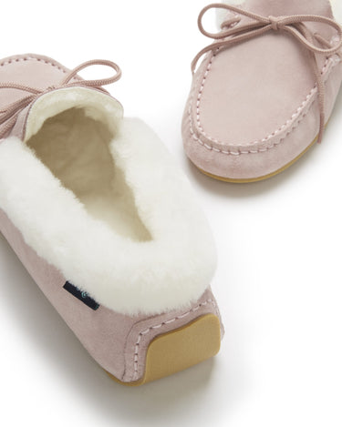 Women's slippers, sheepskin, ice pink suede-3