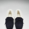 Women's slippers, sheepskin, navy blue suede-2