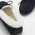 Women's slippers, sheepskin, navy blue suede-3