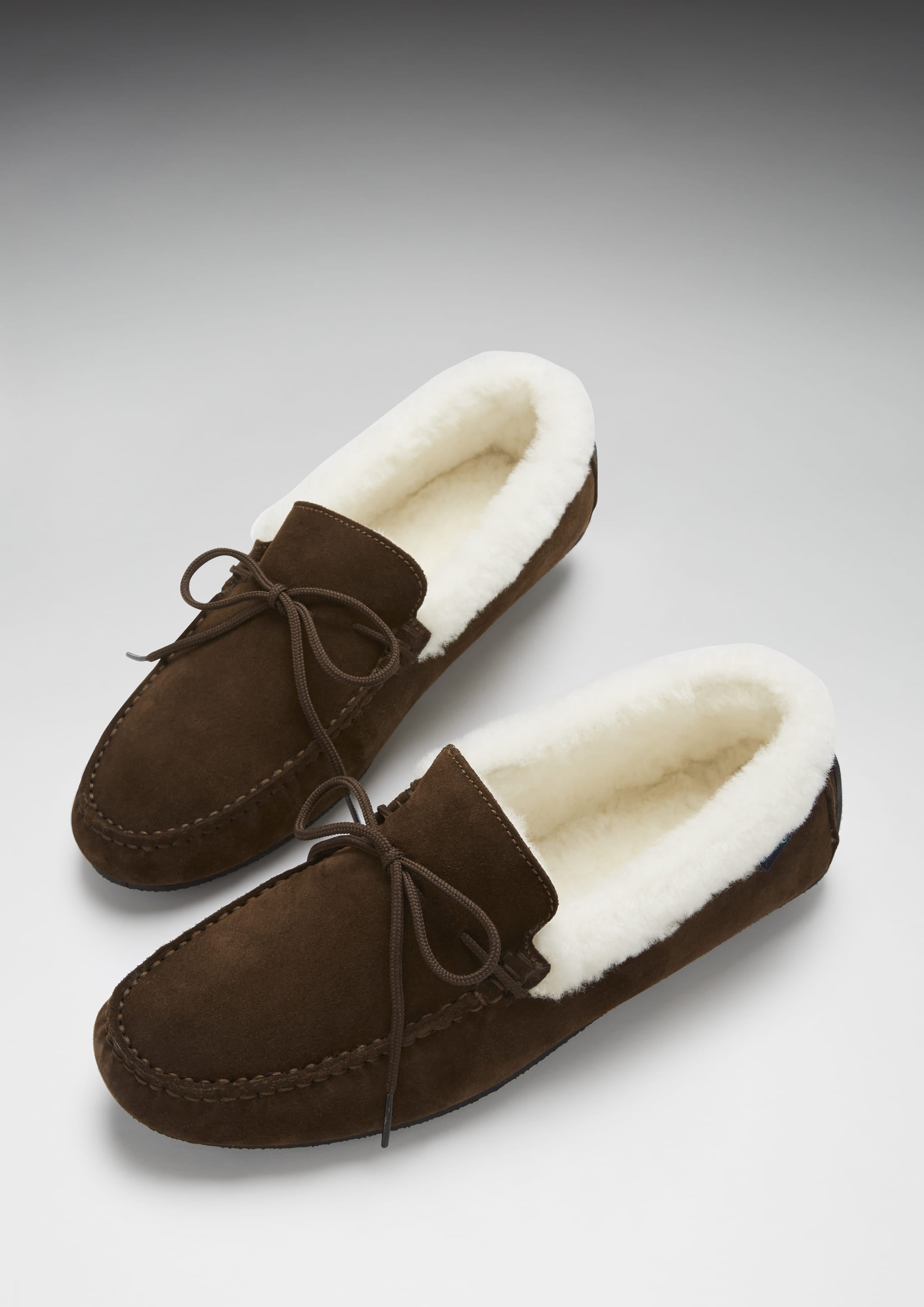 Slippers, sheepskin, brown suede-1
