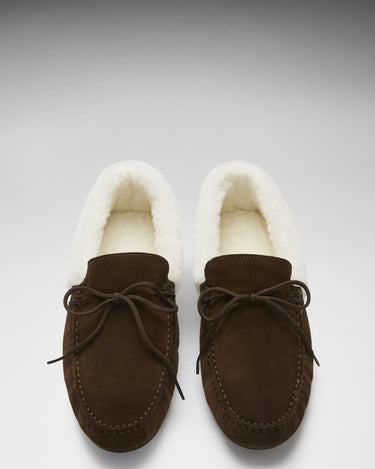 Slippers, sheepskin, brown suede-2