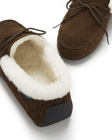 Slippers, sheepskin, brown suede-3