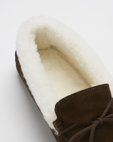 Slippers, sheepskin, brown suede-4