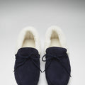 Slippers, sheepskin, navy blue suede-2