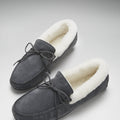 Slippers, sheepskin, slate grey suede-1