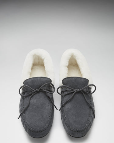 Slippers, sheepskin, slate grey suede-2
