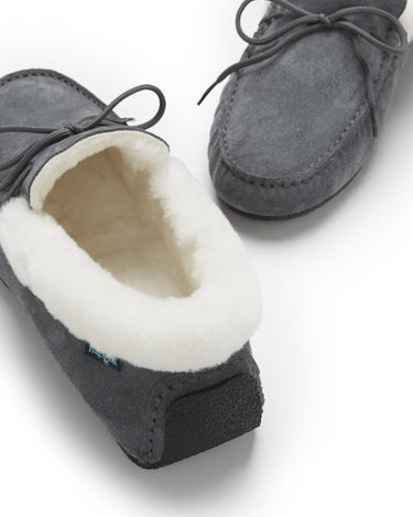Slippers, sheepskin, slate grey suede-3