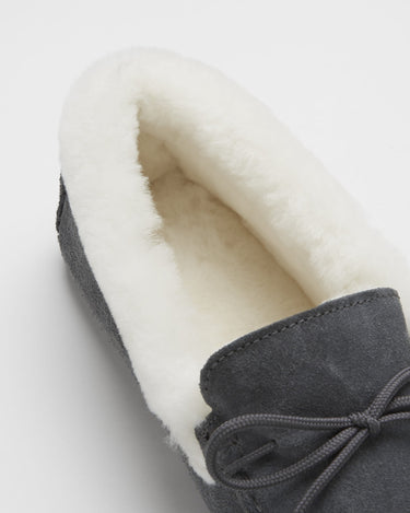 Slippers, sheepskin, slate grey suede-4
