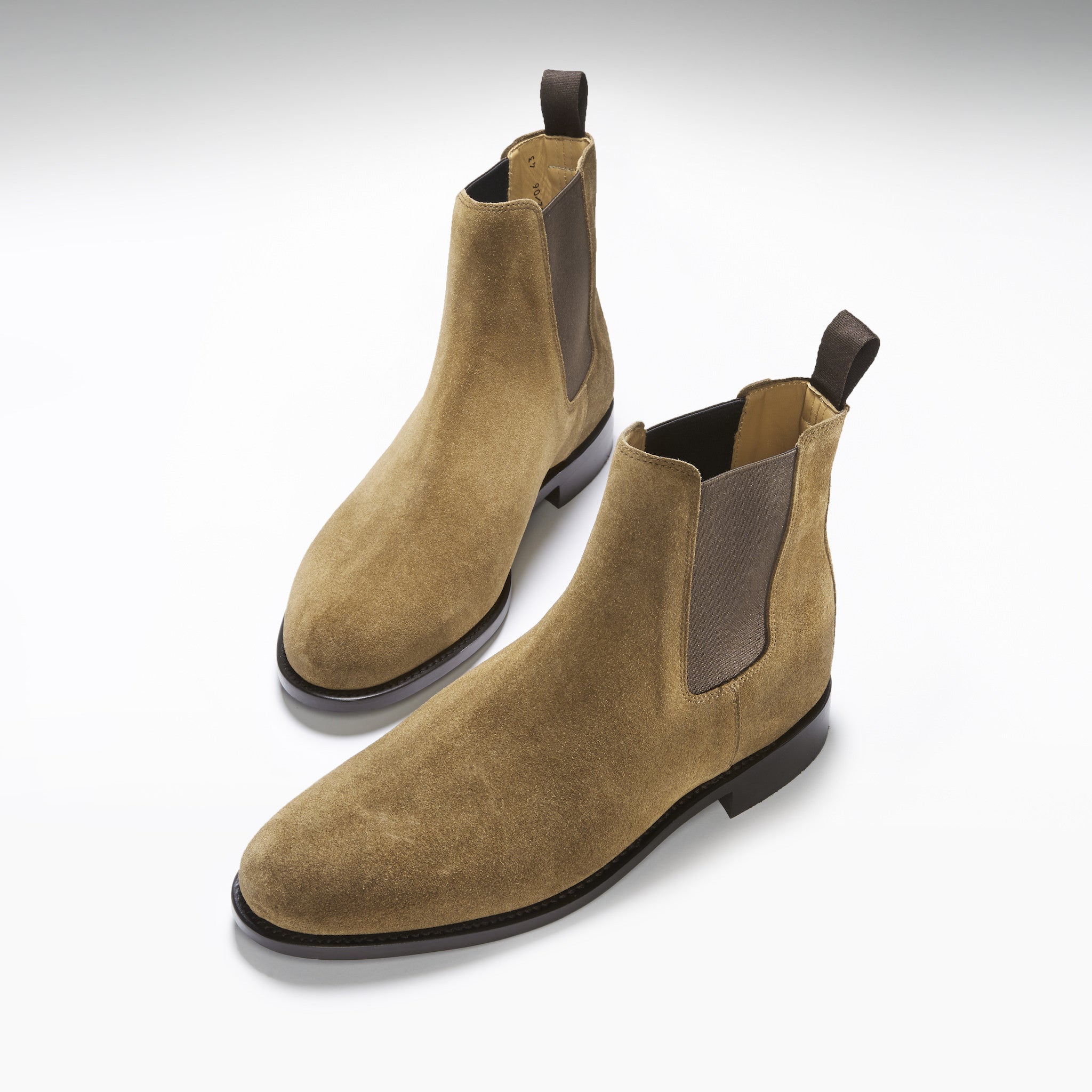 Tobacco Suede Chelsea Boots, Welted Leather Sole-1