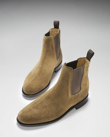 Tobacco Suede Chelsea Boots, Welted Leather Sole-2