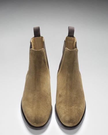Tobacco Suede Chelsea Boots, Welted Leather Sole-3