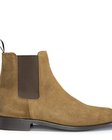 Tobacco Suede Chelsea Boots, Welted Leather Sole-0