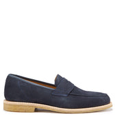 Blue Suede Loafers, Crepe Rubber Welted Sole-0