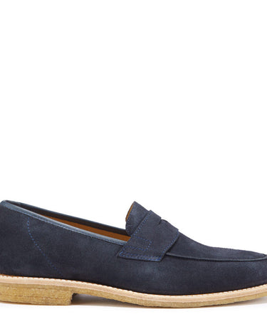 Blue Suede Loafers, Crepe Rubber Welted Sole-0