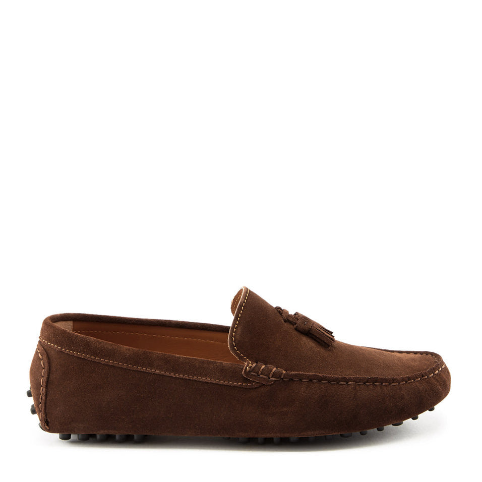 Tasselled Driving Loafers, brown suede-0