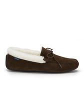 Slippers, sheepskin, brown suede-0