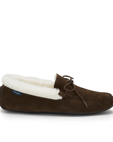 Slippers, sheepskin, brown suede-0