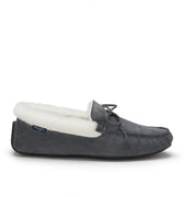 Slippers, sheepskin, slate grey suede-0
