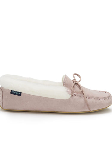 Women's slippers, sheepskin, ice pink suede-0