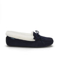 Women's slippers, sheepskin, navy blue suede-0