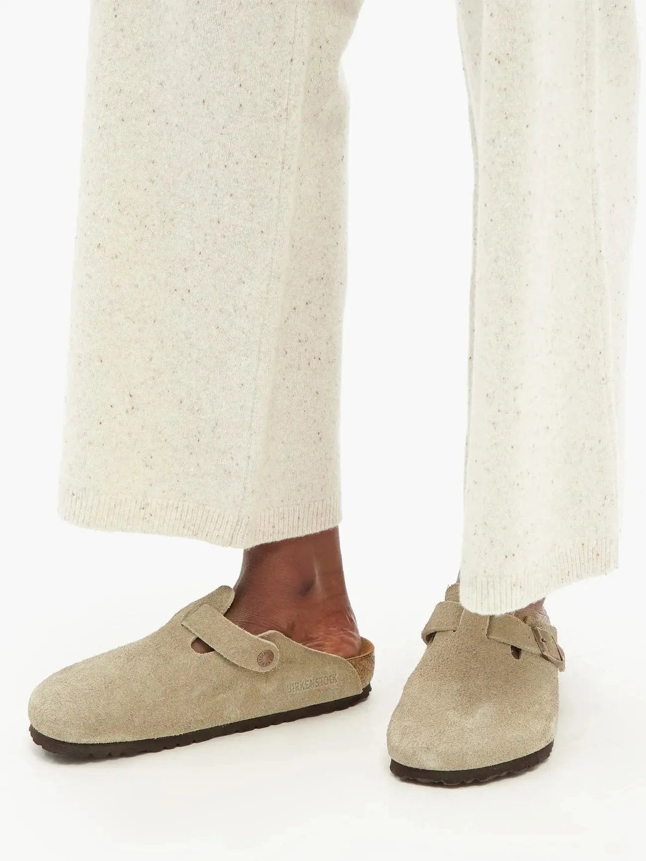 Birkenstock Boston- Unisex - Taupe Soft Footbed Suede Leather Birkenstock