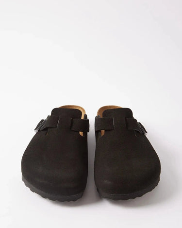 Birkenstock Boston - Unisex - Black Soft Footbed Suede Leather Birkenstock