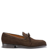 Brown Suede Goodyear Welted Laced Loafers-0