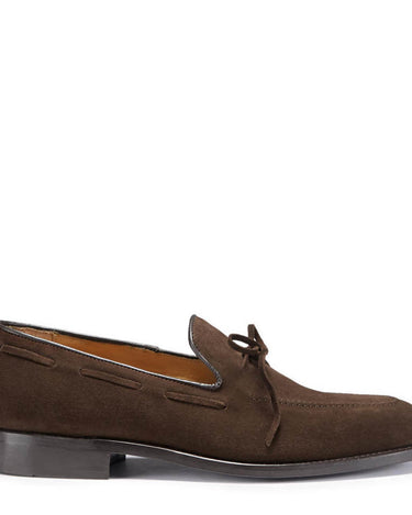 Brown Suede Goodyear Welted Laced Loafers-0