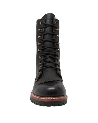 Men's 10" Black Fireman Logger Leather Boots-4
