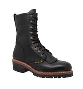 Men's 10" Black Fireman Logger Leather Boots-0