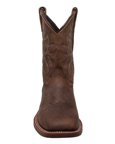 Men's 11" Western Sqaure Toe Brown Leather Boots-4