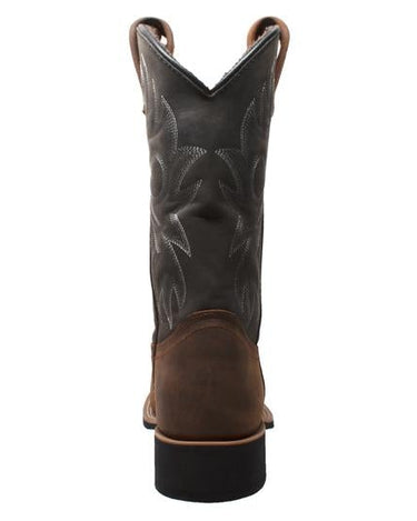 Men's 12" Work Western Square Toe Black/Brown Leather Boots-2