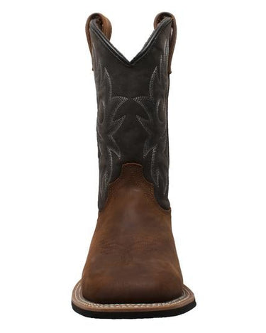 Men's 12" Work Western Square Toe Black/Brown Leather Boots-4