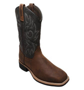 Men's 12" Work Western Square Toe Black/Brown Leather Boots-0