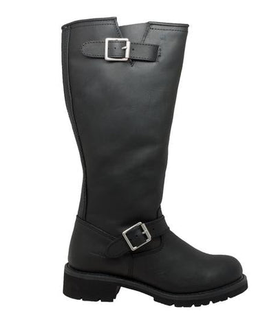 Men's 16" Black Engineer Biker Leather Boots-4