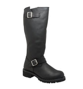 Men's 16" Black Engineer Biker Leather Boots-0