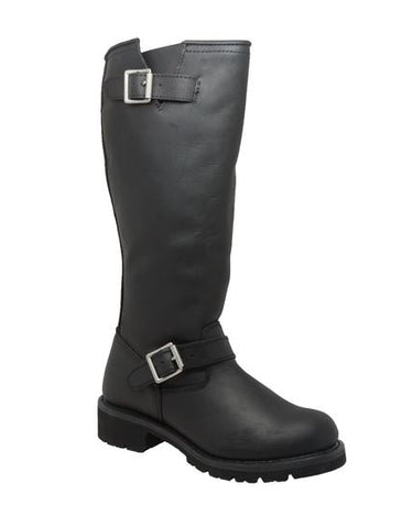 Men's 16" Black Engineer Biker Leather Boots-0