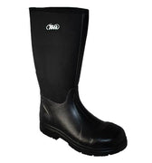Men's 16" Cement Rubber Boot Steel Toe Black Leather Boots-0
