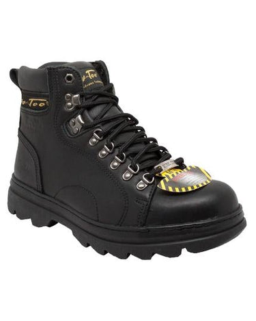 Men's 6" Black Steel Toe Hiker Leather Boots-0