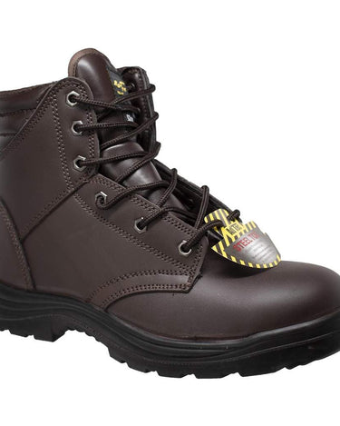 Men's 6" Brown Steel Toe Work Leather Boots-1