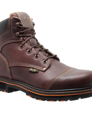 Men's 6" Comfort Work Boot Dark Brown Leather Boots-1