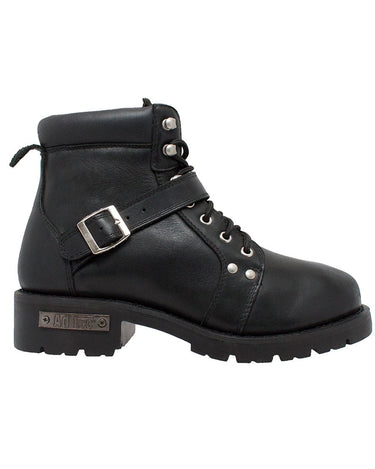 Men's 6" Reflective Double Zipper Biker Black Leather Boots-1