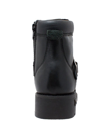 Men's 6" Reflective Double Zipper Biker Black Leather Boots-3