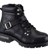 Men's 6" Reflective Double Zipper Biker Black Leather Boots-0